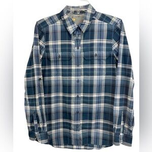 Eddie Bauer Blue Plaid Casual Button Down Shirt